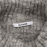 SLOANE ウール 畦編み SL3W 070 サイズ3 タートルネック セーター ニット グレー ホワイト レディース スローン【中古】5-1206T♪