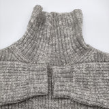 SLOANE ウール 畦編み SL3W 070 サイズ3 タートルネック セーター ニット グレー ホワイト レディース スローン【中古】5-1206T♪