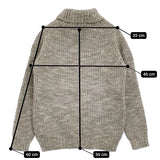 SLOANE ウール 畦編み SL3W 070 サイズ3 タートルネック セーター ニット グレー ホワイト レディース スローン【中古】5-1206T♪