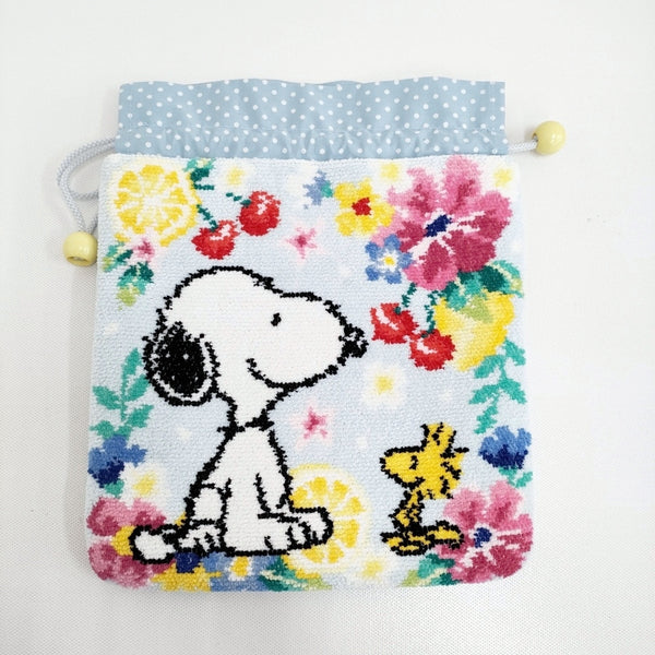 FEILER/PEANUTS SNOOPY スヌーピー 巾着 ポーチ ライトブルー レディース フェイラー/ピーナッツ【中古】5-1026G♪