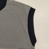 LOEFF スビンコットン天竺 ノースリーブTシャツ 8817-699-0038 ボーダー Ｔシャツ カットソー ネイビー ホワイト レディース ロエフ【中古】6-0605S∞