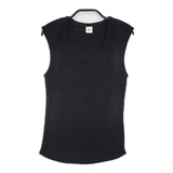 Ron Herman ワッフル キャミソール コットン タンクトップ XS ノースリーブ Ｔシャツ カットソー ブラック レディース ロンハーマン【中古】6-0605S∞