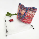 DANIELA GREGIS 編み込み ウール ニット トートバッグ レッド レディース ダニエラグレジス【中古】5-1108T♪