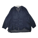 Plantation PL43FJ190 製品染め コットンリネン ブラウス シャツ ネイビー レディース プランテーション【中古】6-0330M∞