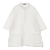 Plantation 5分袖シャツ プルオーバー コットンリネン PL23FM901 製品洗い ブラウス シャツ オフホワイト レディース プランテーション【中古】6-0605S∞