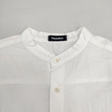 Plantation バンドカラー ポケットシャツ ブラウス コットン 日本製 サイズM 半袖シャツ ホワイト レディース プランテーション【中古】6-0501S△