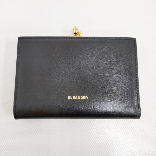 JIL SANDER GOJI PURSE SM 定価126500円 がま口 レザー 革 J07UI0015 P4840 二つ折り財布 ブラック レディース ジルサンダー【中古】5-1115G♪