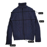 RALPH LAUREN ケーブルニット サイズL タートルネック セーター ニット ネイビー レディース ラルフローレン【中古】5-1213T♪