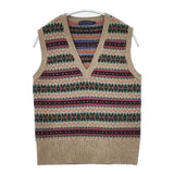 RALPH LAUREN フェアアイル柄 Vネック カシミヤ混 ノースリーブニット ベスト ベージュ マルチカラー レディース ラルフローレン【中古】5-1205T∞