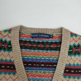 RALPH LAUREN フェアアイル柄 Vネック カシミヤ混 ノースリーブニット ベスト ベージュ マルチカラー レディース ラルフローレン【中古】5-1205T∞