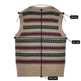RALPH LAUREN フェアアイル柄 Vネック カシミヤ混 ノースリーブニット ベスト ベージュ マルチカラー レディース ラルフローレン【中古】5-1205T∞
