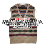 RALPH LAUREN フェアアイル柄 Vネック カシミヤ混 ノースリーブニット ベスト ベージュ マルチカラー レディース ラルフローレン【中古】5-1205T∞