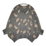 mina perhonen forest parade ra8583 サイズ38 刺繍 ケープ ニット ジャケット ポンチョ グレー レディース ミナペルホネン【中古】5-1213T♪