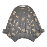 mina perhonen forest parade ra8583 サイズ38 刺繍 ケープ ニット ジャケット ポンチョ グレー レディース ミナペルホネン【中古】5-1213T♪