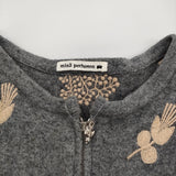mina perhonen forest parade ra8583 サイズ38 刺繍 ケープ ニット ジャケット ポンチョ グレー レディース ミナペルホネン【中古】5-1213T♪