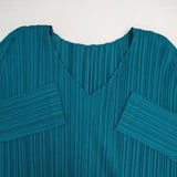 PLEATS PLEASE ISSEY MIYAKE プリーツ Vネックワンピース サイズ3 チュニック ターコイズブルー レディース プリーツプリーズ【中古】6-0111M∞