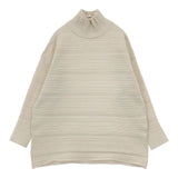 PLEATS PLEASE ISSEY MIYAKE PP33KK793 CREPE KNIT リブ タートルネック 定価47300円 セーター ニット ベージュ レディース プリーツプリーズ【中古】5-1208T∞