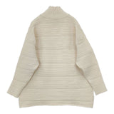 PLEATS PLEASE ISSEY MIYAKE PP33KK793 CREPE KNIT リブ タートルネック 定価47300円 セーター ニット ベージュ レディース プリーツプリーズ【中古】5-1208T∞
