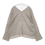 GALERIE VIE リネン Vネックブラウス 定価20900円 23-01-81-01103 ブラウス シャツ グレー レディース ギャルリーヴィー【中古】6-0404M∞