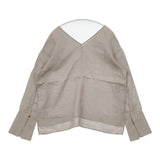 GALERIE VIE リネン Vネックブラウス 定価20900円 23-01-81-01103 ブラウス シャツ グレー レディース ギャルリーヴィー【中古】6-0404M∞