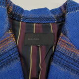 AKIRA NAKA ウール混 チェック サイズ38 AW14-20 チェスターコート ブルー オレンジ レディース アキラナカ【中古】5-1213T♪