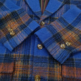 AKIRA NAKA ウール混 チェック サイズ38 AW14-20 チェスターコート ブルー オレンジ レディース アキラナカ【中古】5-1213T♪