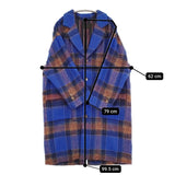 AKIRA NAKA ウール混 チェック サイズ38 AW14-20 チェスターコート ブルー オレンジ レディース アキラナカ【中古】5-1213T♪