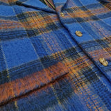 AKIRA NAKA ウール混 チェック サイズ38 AW14-20 チェスターコート ブルー オレンジ レディース アキラナカ【中古】5-1213T♪