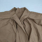 nest Robe コットンタイプライター リボンタイブラウス 01221-1128 長袖シャツ ブラウン レディース ネストローブ【中古】6-0111M∞