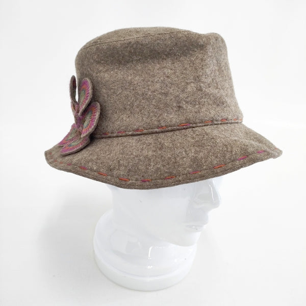 HELEN KAMINSKI フェルトハット フラワーモチーフ ステッチ ハット