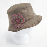 HELEN KAMINSKI フェルトハット フラワーモチーフ ステッチ ハット ブラウン レディース ヘレンカミンスキー【中古】5-1120T◎