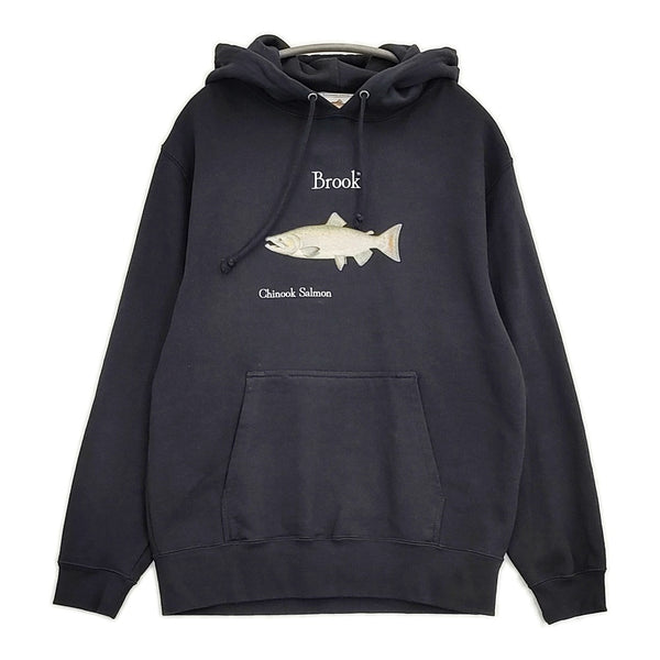 Brook ブルック フーディ Chinook Salmon サイズM プルオーバー スウェット パーカー ネイビー ユニセックス【中古】5-1108M♪
