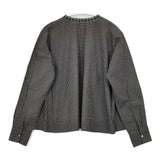 mizuiro-ind 比翼ボタン コットン チェック ブラウス シャツ チャコールグレー レディース ミズイロインド【中古】6-0126M∞