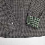 mizuiro-ind 比翼ボタン コットン チェック ブラウス シャツ チャコールグレー レディース ミズイロインド【中古】6-0126M∞