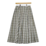 HUMAN WOMAN チェック柄タックロングスカート 定価18150円 077-1220900 ロングスカート グリーン ホワイト レディース ヒューマンウーマン【中古】6-0126M∞
