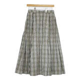 HUMAN WOMAN チェック柄タックロングスカート 定価18150円 077-1220900 ロングスカート グリーン ホワイト レディース ヒューマンウーマン【中古】6-0126M∞