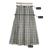 HUMAN WOMAN チェック柄タックロングスカート 定価18150円 077-1220900 ロングスカート グリーン ホワイト レディース ヒューマンウーマン【中古】6-0126M∞