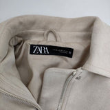 ZARA フェイクスウェード ジャケット 比翼ジップ ブルゾン ベージュ レディース ザラ【中古】5-1208T∞