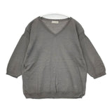 MARGARET HOWELL 578-9163011 リネン Vネック HIGH GAUGE GURENSEY KNIT セーター ニット グレー レディース マーガレットハウエル【中古】6-0404M∞