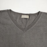 MARGARET HOWELL 578-9163011 リネン Vネック HIGH GAUGE GURENSEY KNIT セーター ニット グレー レディース マーガレットハウエル【中古】6-0404M∞
