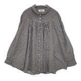 tumugu レーヨン シルク ギンガムチェック TB16116 ブラウス シャツ ブラック ホワイト レディース ツムグ【中古】6-0409M∞