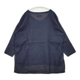 tumugu TB15113 Vネック リネンコットン 製品染め 長袖Ｔシャツ カットソー ロンＴ ネイビー レディース ツムグ【中古】6-0409M∞