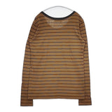 tumugu TC13402 ボーダー コットン 日本製 長袖Ｔシャツ カットソー ロンＴ ブラウン グレー レディース ツムグ【中古】6-0227M△