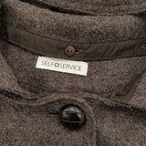 SELF+SERVICE フード着脱可能 MS1394005-SS サイズL ウール コート ブラウン レディース セルフ＋サービス【中古】5-1213T♪