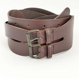 23区 ダブルバックル イタリア製 レザー 革 ベルト
 ブラウン レディース ニジュウサンク【中古】6-0110G∞