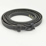 23区 スタッズ付き ナロー イタリア製 レザー 革 ベルト ブラック レディース 23区【中古】6-0110G∞