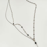 23区 石付き ロザリオ クロス 十字架 ネックレス シルバー ブラック レディース 23区【中古】6-0110G∞