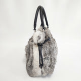 vingt trois arrondissements ヴァン・トロワ・アロンドゥスマン ラビットファー 合成皮革 23区 トートバッグ グレー レディース【中古】5-1120T◎