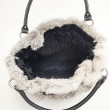 vingt trois arrondissements ヴァン・トロワ・アロンドゥスマン ラビットファー 合成皮革 23区 トートバッグ グレー レディース【中古】5-1120T◎