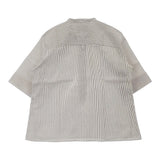 MHL. 595-0152507 COTTON LINEN STRIPE コットンリネンストライプ 定価18700円 半袖シャツ ホワイト ブラック レディース エムエイチエル【中古】6-0501S△